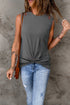 Rib Knit Cut-out Front Twist Tank Top